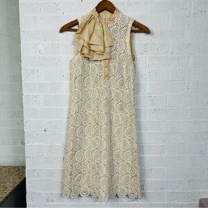 HOSS Intropia Ivory Paisley Crochet Lace Sleeveless Cocktail Dress XS/S (34)